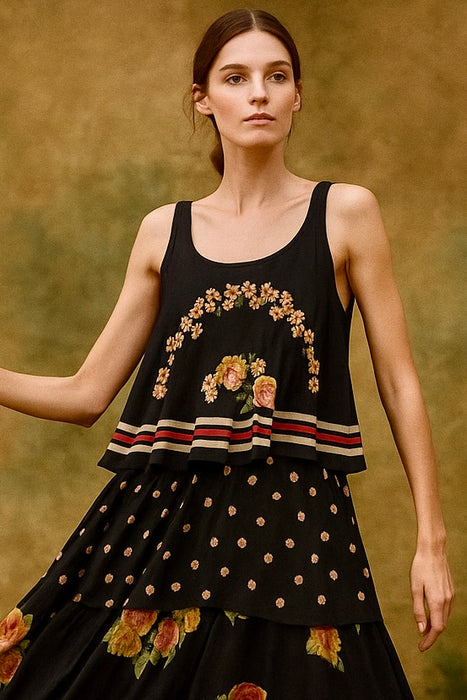 Vilschenko, silk floral print tiered dress