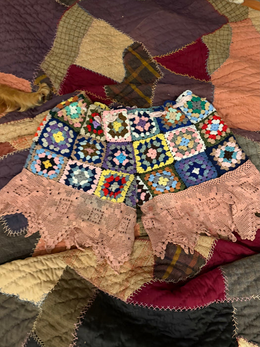 Romy, 1970s hand made crochet and hand dyed cotton lace