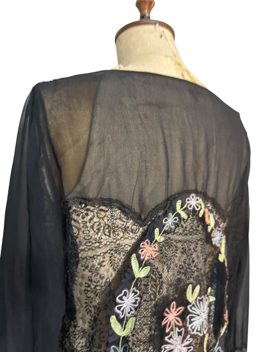 Orla, 30s silk and lace embroidered dress