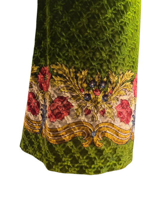 Olivia, reworked Edwardian olive green floral velour skirt and jacket