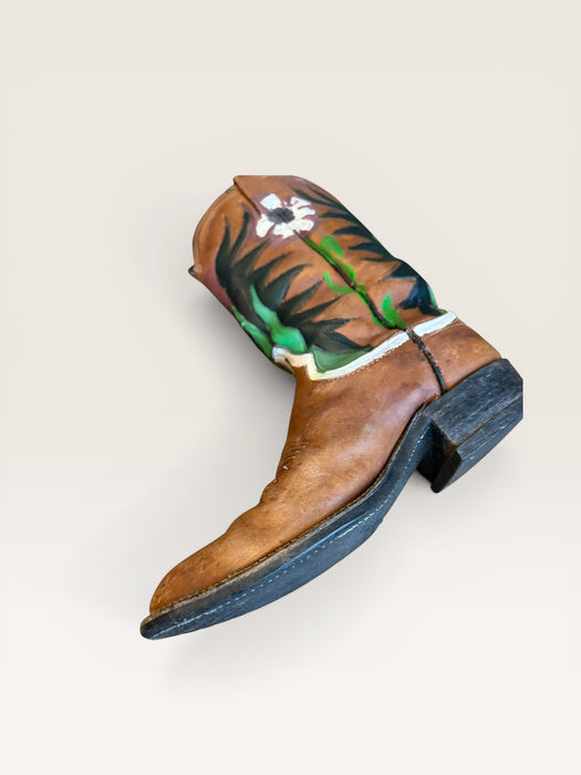 Houston, 70s brown hand painted leather boots