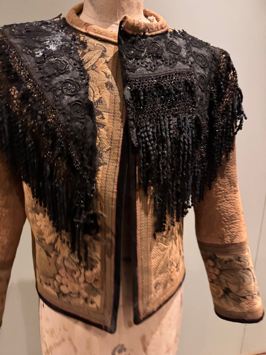 Christine, reworked French tapestry jacket with Edwardian lace tassel