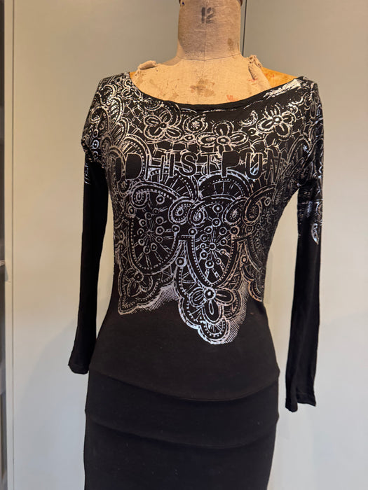 Buddhist Punk, 90s jersey beaded asymmetrical dress