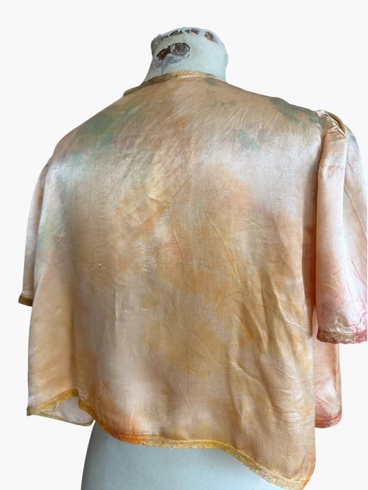 Kaz, 30s hand dyed silk and lace rainbow bolero with necktie