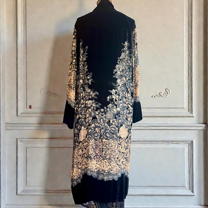 Jaklyn, 30s beaded silk devoré and velvet coat
