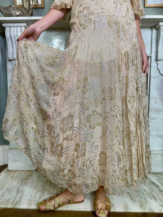 Safia, 70s cream chiffon sparkly dress