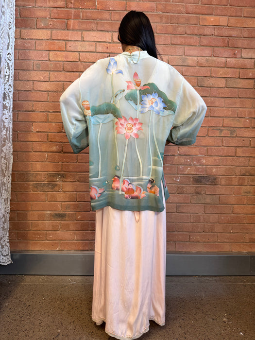 Wintour, 70s hand painted silk jacket