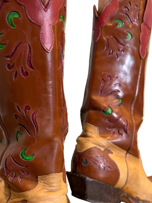 Marfa, original 70s tooled hand painted cowboy boots