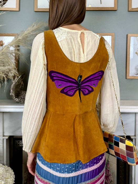 Effi, 70s suede embroidered waistcoat