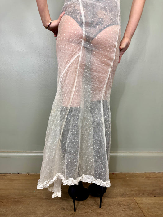 Sasha, 30s organza micro floral bias cut dress