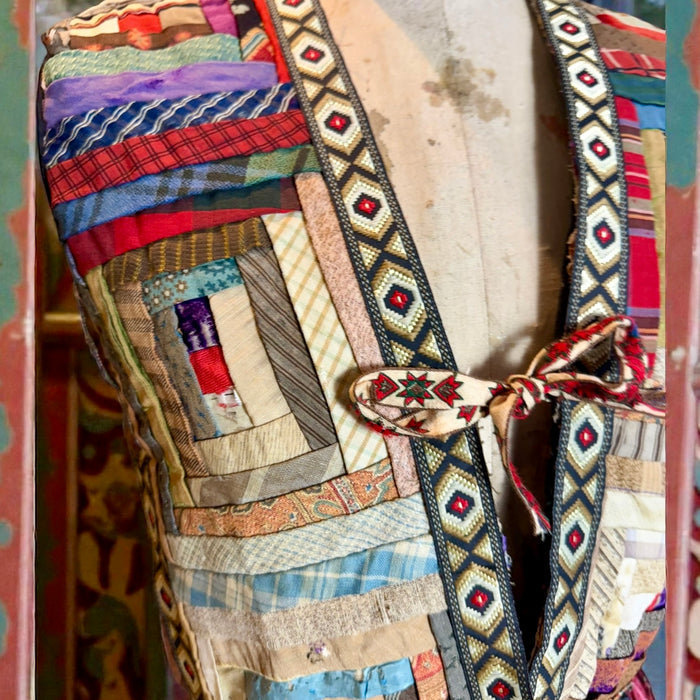 Ophelia, reworked sequins silk and patchwork dress