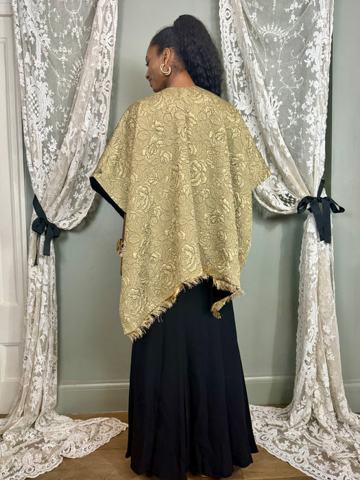 Shirley, riversible gold brocade and black velvet cape