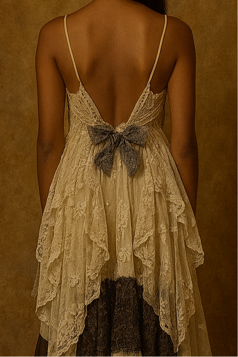 Abigail, reworked antique lace and chiffon tiered dress