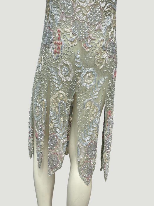 Taylor, original 20s mint green beaded flapper dress