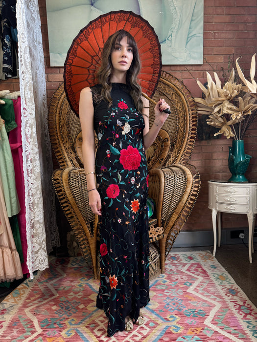 Kirsty, 40s floral silk scarf dress