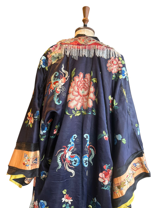 Shannon, 19thC Chinese silk embroidered kimono robe