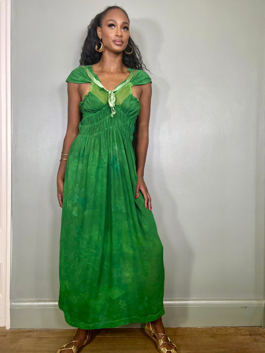 Esmeralda, 30s dress hand dyed in emerald green