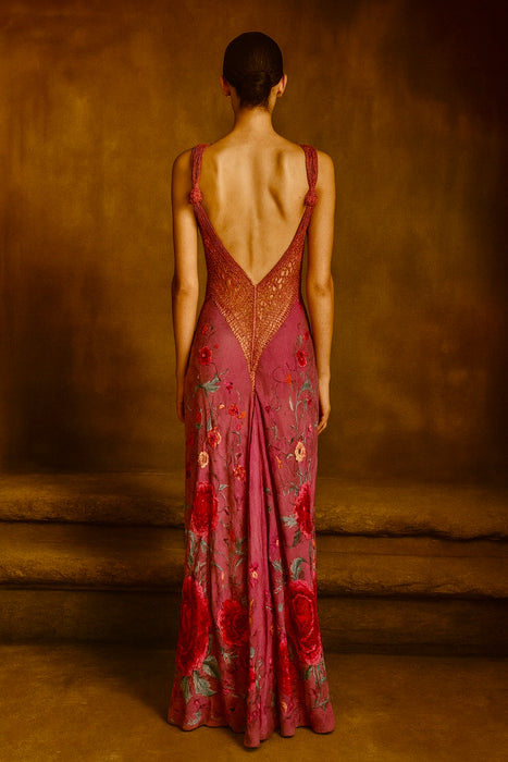 Otto, reworked 40s silk floral bias cut dress