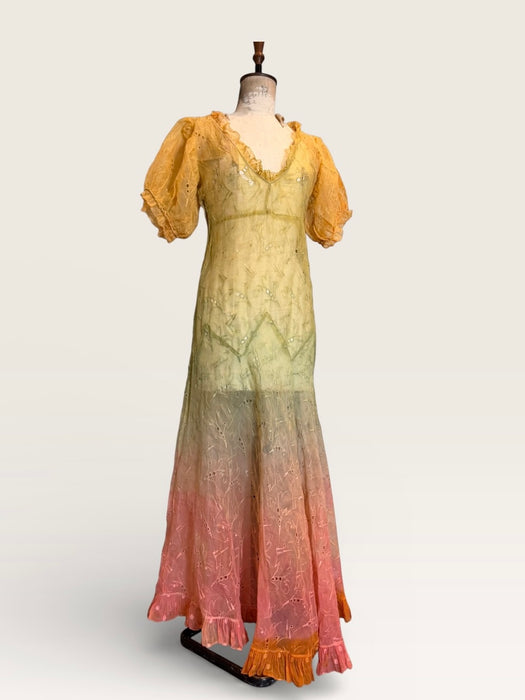 Oscar, 30s hand dyed ombré organza eyelet dress