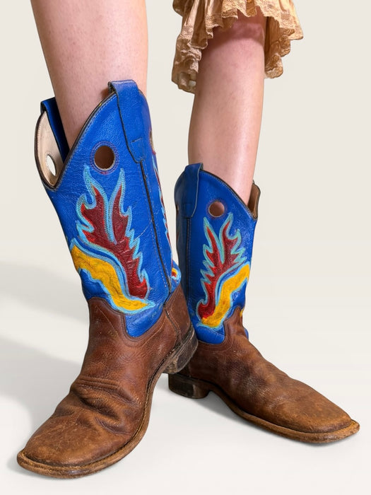Waco, original 70s leather hand painted stitched cowboy boots