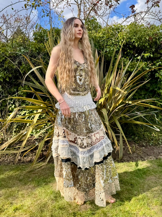 Madeus, reworked 20s sequins and lce tiered dress