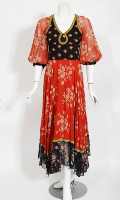 Thea Porter, 1971 documented floral print dress