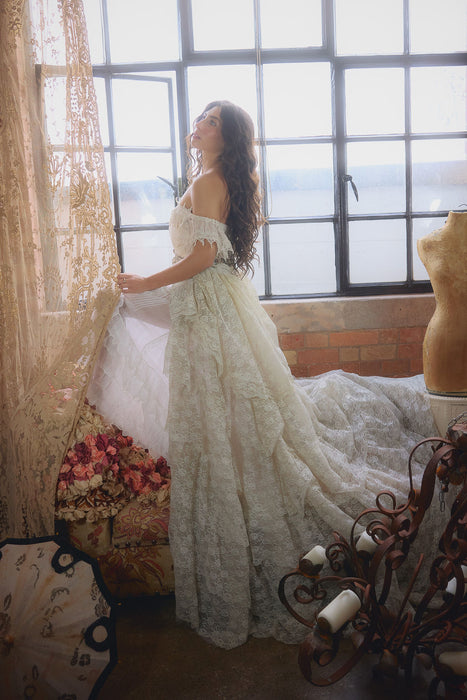 Glaze, Victorian reworked cotton and lace tiered dress