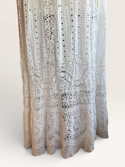 Adina, Edwardian white lace and eyelet long dress