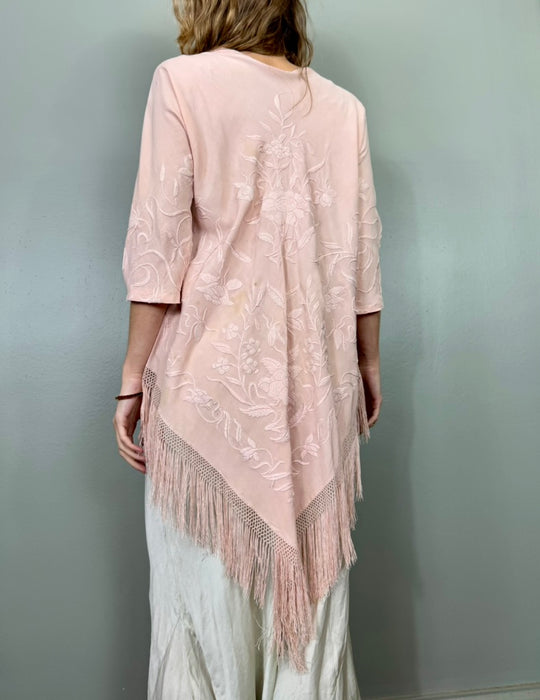 Tilda, light pink 40s embroideed fringed jacket
