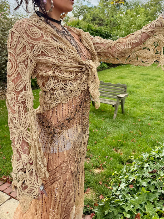 Magnolia, Edwardian needle lace flare sleeve jacket