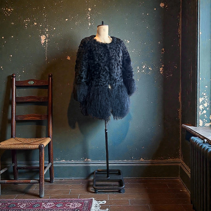 Heidi, vintage black Mongolian fur jacket