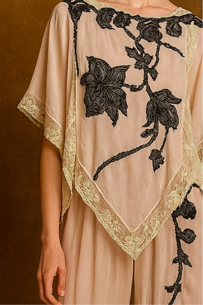 Shona, 30s silk and lace lounge set