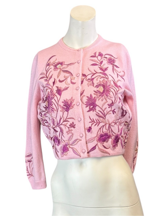 Helen Bond, 50s cashmere and floral embroidered cardigan