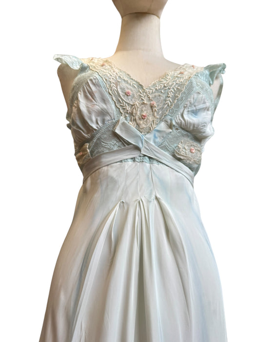 Thea, reworked 30s hand dyed embroidered and lace dress