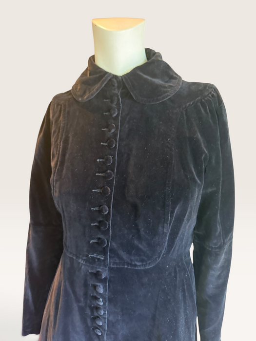 Ossie Clark, 1970s black velvet equestrian style coat