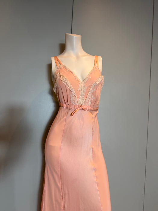 Didi, 30s pink silk and lace bias cut dress