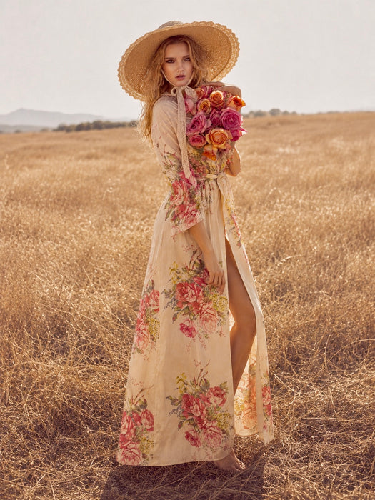 Hay, 1930s silk floral robe with front buttons