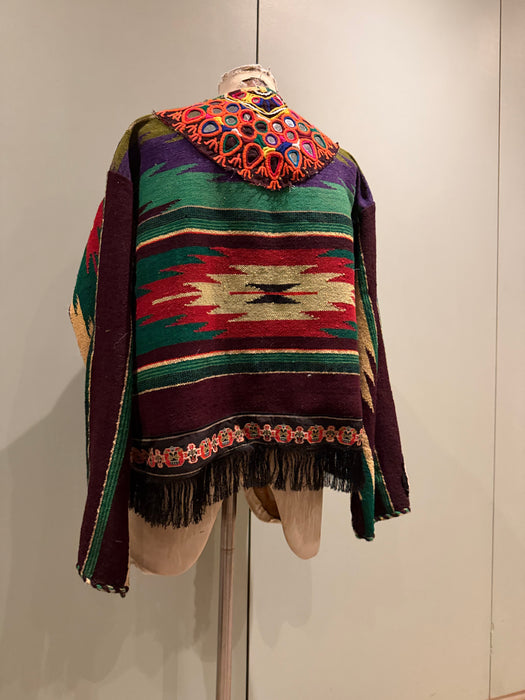 Holly, 70s reworked Mexican beaded jacket with antique embroidery