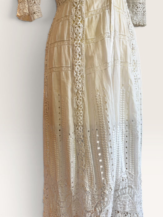 Adina, Edwardian white lace and eyelet long dress
