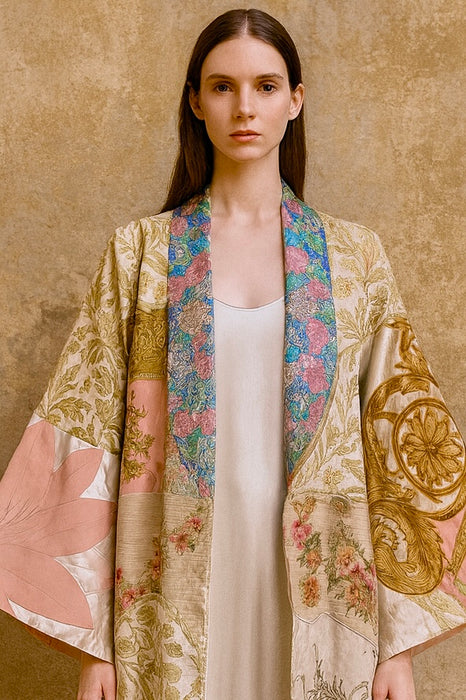 John Rocha, patchwork 80s silk kimono