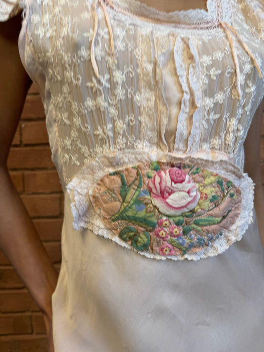 Dena, 20s silk lace and floral bias cut dress