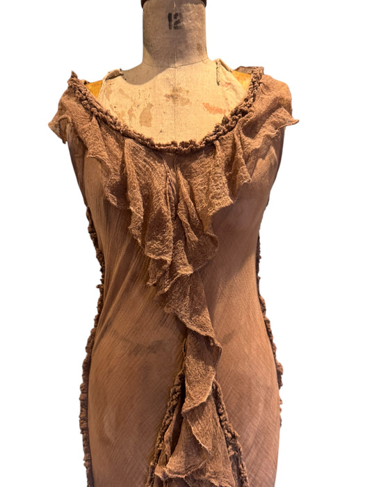 Anita, hand dyed vintage fishtail ombré muslin tiered dress