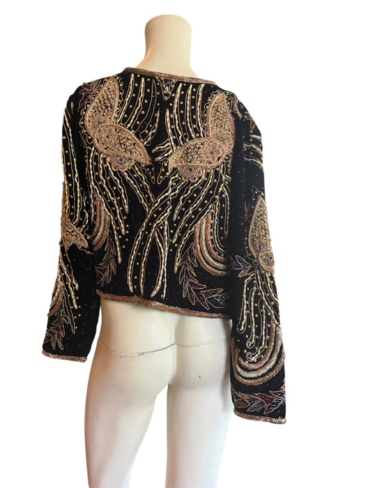 Praise, 1940s black velvet embroidered and beaded jacket