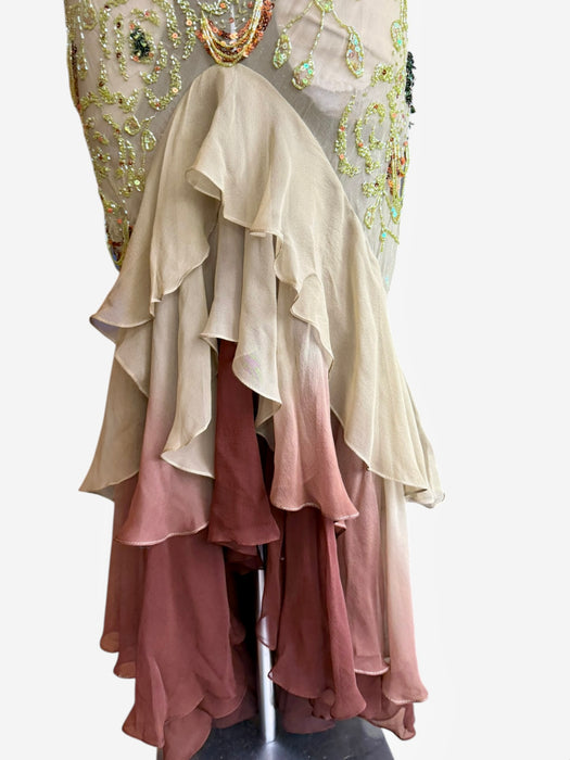 Flora, vintage bias cut beaded dress with ombré frill design