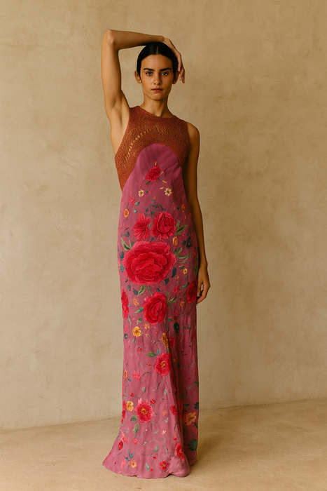 Otto, reworked 40s silk floral bias cut dress