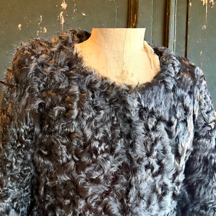 Heidi, vintage black Mongolian fur jacket