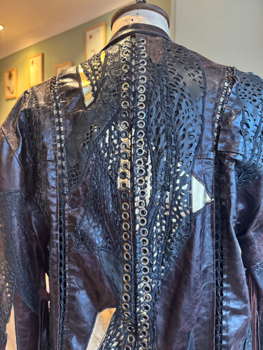 Call & Response, 90s mixed leather fringed jacket