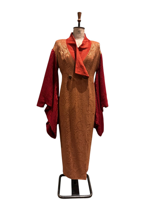 Sabrina, 30s silk brocade coat with long kimono style sleeves