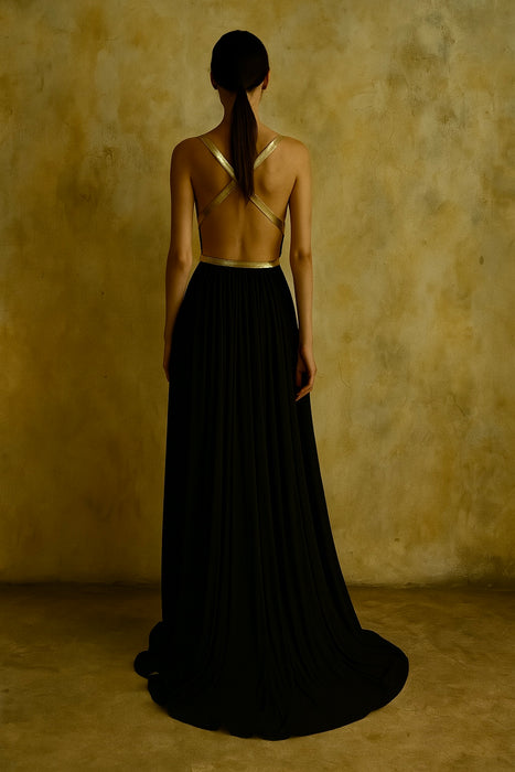 Alaia, vintage jersey and gold maxi dress