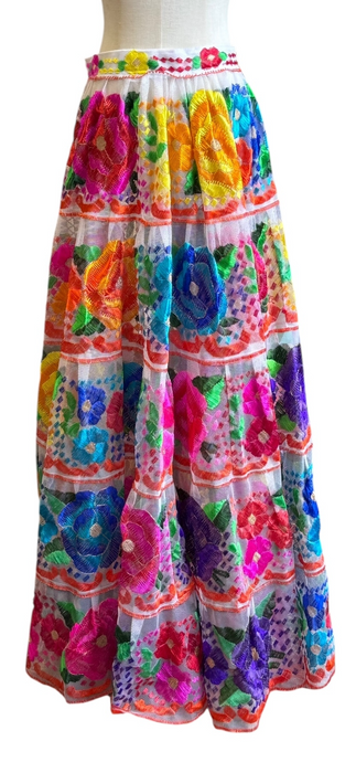 Tia, 50s Mexican embroidered floral skirt